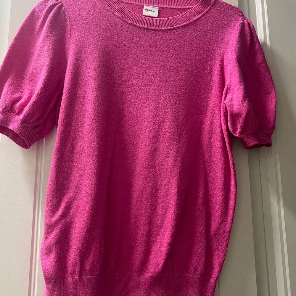 Pink Puff Sleeve Sweater